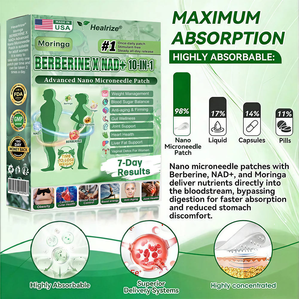 𝐎𝐟𝐟𝐢𝐜𝐢𝐚𝐥 𝐔𝐒 𝐒𝐭𝐨𝐫𝐞 🇺🇸  |🌳❤️Healrize® Moringa · Berberine × NAD+ 𝟏𝟎-𝐢𝐧-𝟏 𝐀𝐝𝐯𝐚𝐧𝐜𝐞𝐝 𝐍𝐚𝐧𝐨 𝐌𝐢𝐜𝐫𝐨𝐧𝐞𝐞𝐝𝐥𝐞 𝐏𝐚𝐭𝐜𝐡 — 𝐎𝐧𝐜𝐞 𝐃𝐚𝐢𝐥𝐲, 𝐕𝐢𝐬𝐢𝐛𝐥𝐞 𝐑𝐞𝐬𝐮𝐥𝐭𝐬 𝐢𝐧 𝟕 𝐃𝐚𝐲