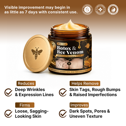 🛒 An additional 30% discount👑Made and Shipped from UK ✨🔥 DOCTIA® Botox & Bee Venom Advanced Recovery Cream—For Wrinkles, Sagging Skin, Skin Tags & Rough Bumps