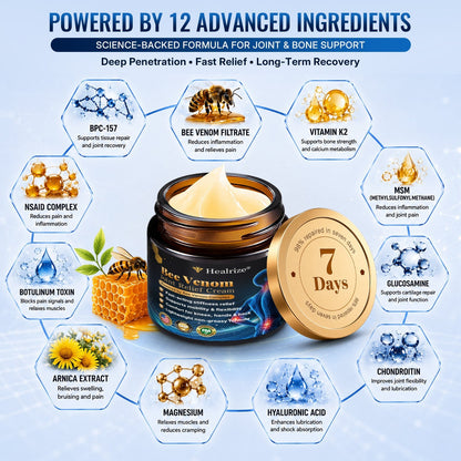 🛒 An additional 30% discount🎁Healrize® Bee Venom Joint Relief Cream 💞Fast-Acting Comfort for Stiff Knees, Hands, Back & Everyday Joint Discomfort.