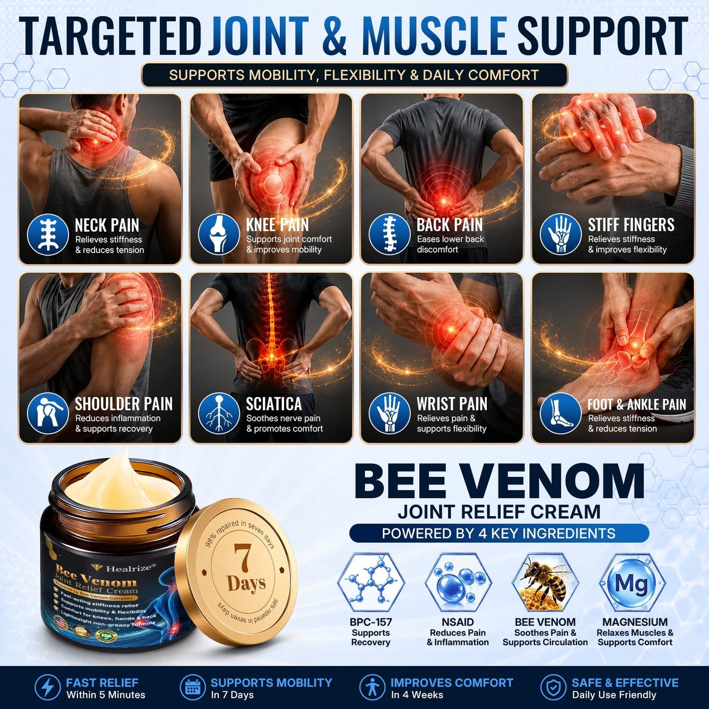 🛒 An additional 30% discount🎁Healrize® Bee Venom Joint Relief Cream 💞Fast-Acting Comfort for Stiff Knees, Hands, Back & Everyday Joint Discomfort.