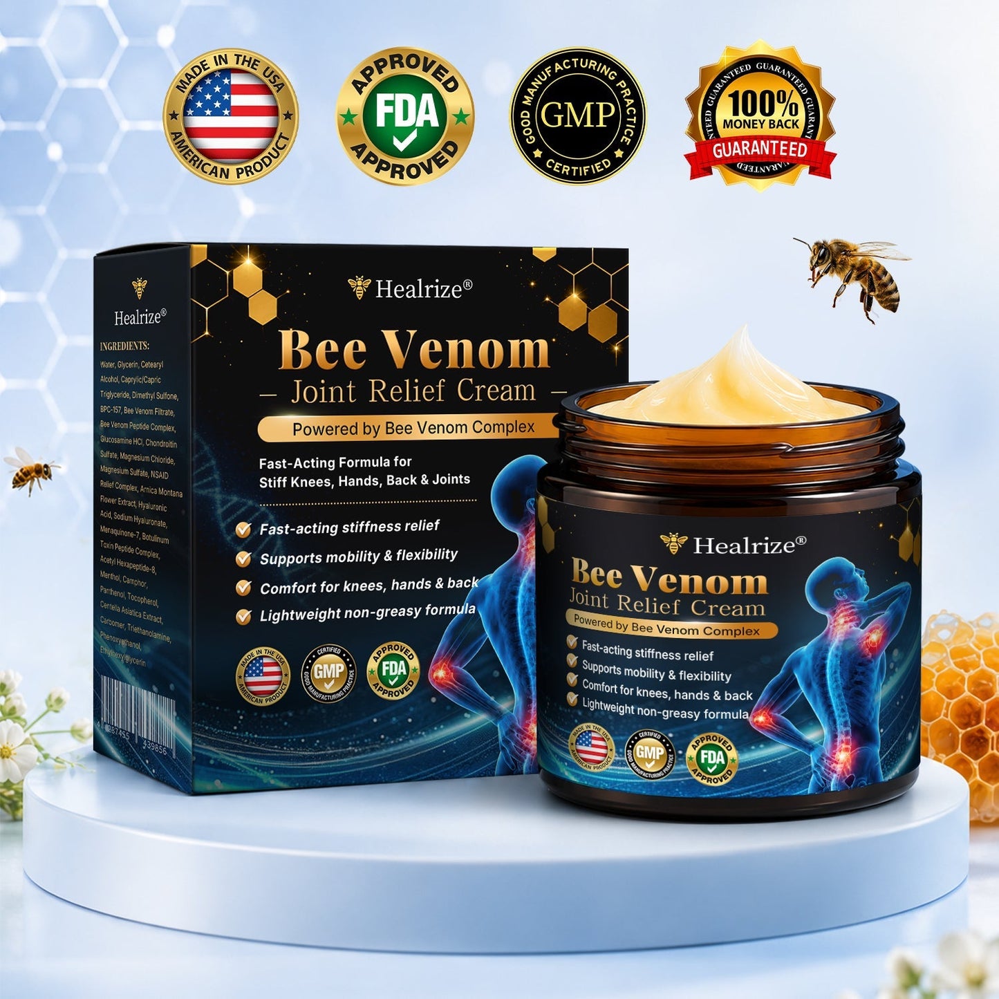 🛒 An additional 30% discount🎁Healrize® Bee Venom Joint Relief Cream 💞Fast-Acting Comfort for Stiff Knees, Hands, Back & Everyday Joint Discomfort.